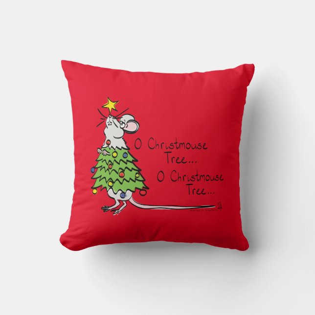 Funny Christmas Cute Mouse Tree Cartoon Cushion (Front)