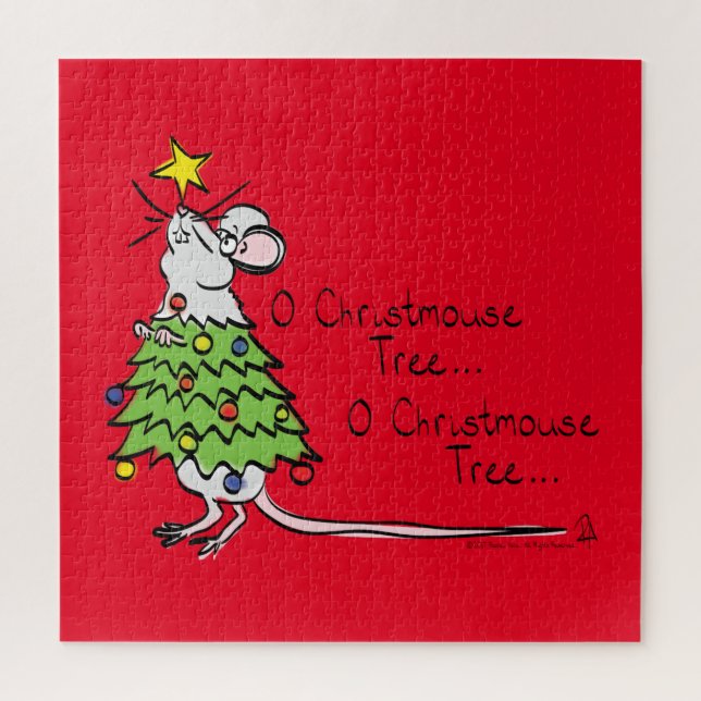Funny Christmas Cute Mouse Tree Cartoon Jigsaw Puzzle (Vertical)