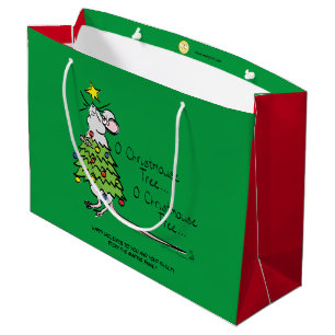 Funny Christmas Cute Mouse Tree Cartoon Large Gift Bag