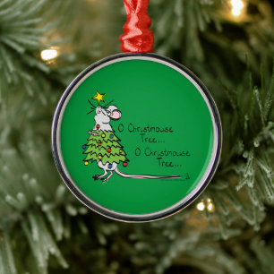 Funny Christmas Cute Mouse Tree Cartoon Metal Tree Decoration