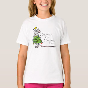 Funny Christmas Cute Mouse Tree Cartoon T-Shirt