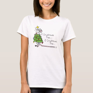 Funny Christmas Cute Mouse Tree Cartoon T-Shirt