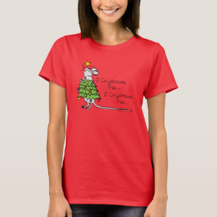 Funny Christmas Cute Mouse Tree Cartoon T-Shirt