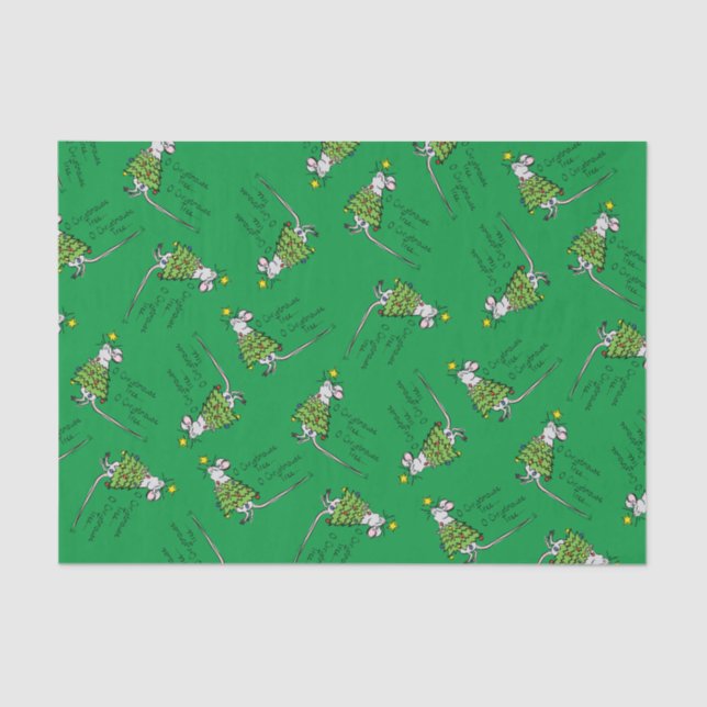 Funny Christmas Cute Mouse Tree Cartoon Tissue Paper (Front)