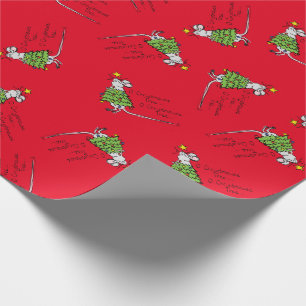 Funny Christmas Cute Mouse Tree Cartoon Wrapping Paper