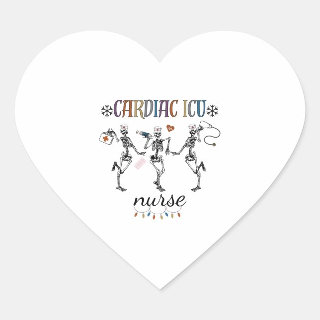 Funny Christmas CVICU Shirt Heart Sticker (Front)