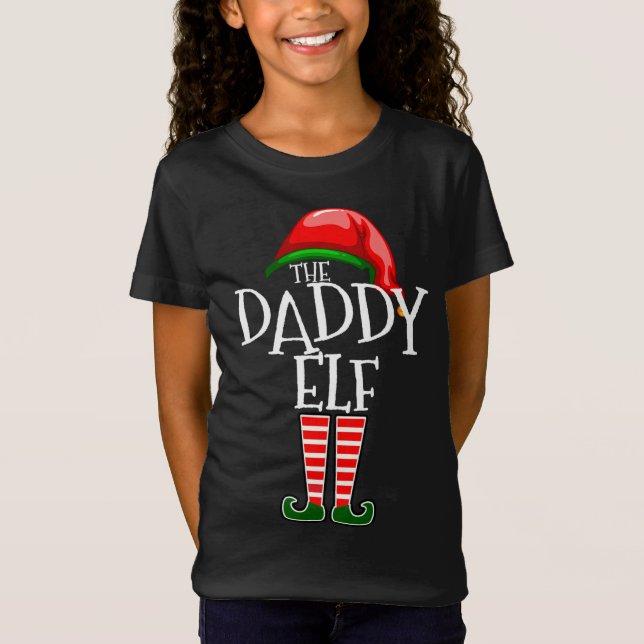 Funny Christmas Daddy Elf Matching T-Shirt (Front)