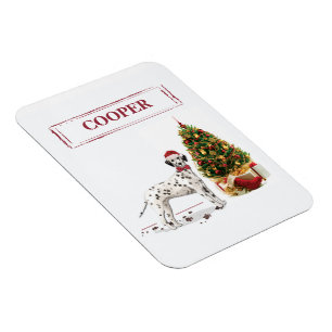 Funny Christmas Dalmatian Dog and Tree Magnet
