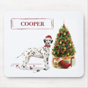 Funny Christmas Dalmatian Dog and Tree Mouse Mat