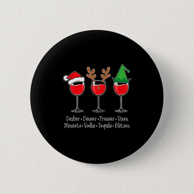 Funny Christmas Dasher Dancer Prancer Vixen Whiske 6 Cm Round Badge (Front)