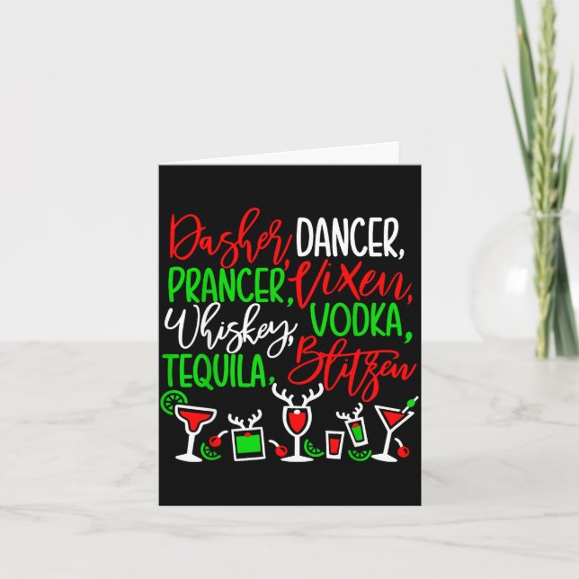 Funny Christmas Dasher Dancer Prancer Vixen Whiske Card (Front)