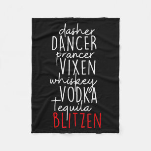 Funny Christmas Dasher Dancer Prancer Vixen Whiske Fleece Blanket