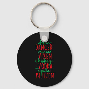 Funny Christmas Dasher Dancer Prancer Vixen Whiske Key Ring