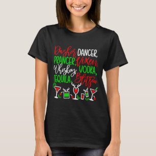 Funny Christmas Dasher Dancer Prancer Vixen Whiske T-Shirt