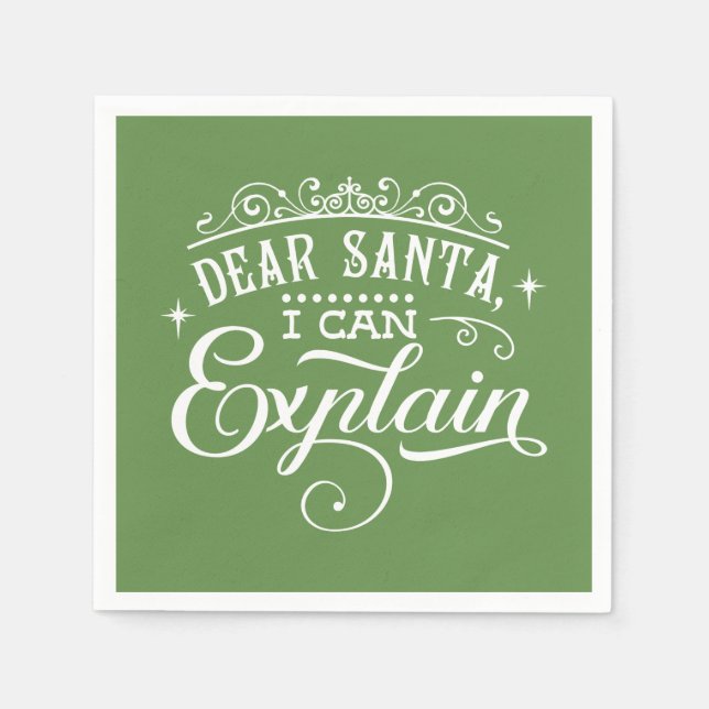 Funny Christmas Dear Santa I can explain Script Napkin (Front)