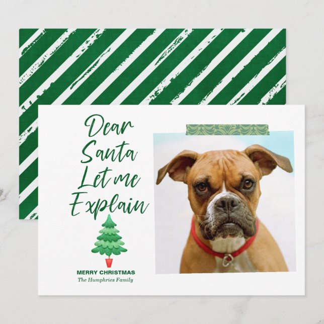 Funny Christmas Dear Santa Let Me Explain Green Ho Holiday Card (Front/Back)
