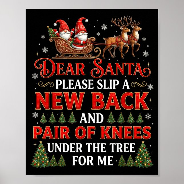 Funny Christmas Dear Santa Please Slip A New Back  Poster (Front)
