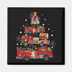 Funny Christmas Decor Firefighter Truck Christmas  Magnet