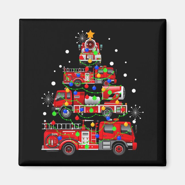 Funny Christmas Decor Firefighter Truck Christmas  Magnet (Front)