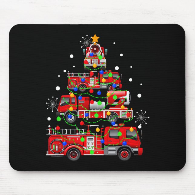 Funny Christmas Decor Firefighter Truck Christmas  Mouse Mat (Front)