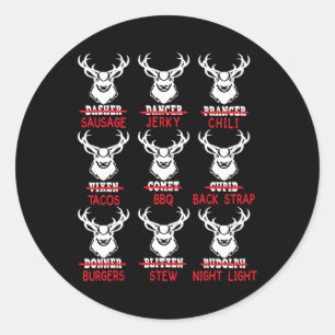 Funny Christmas Deer Bow Hunting Santa Men Women H Classic Round Sticker