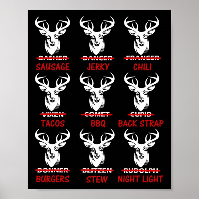 Funny Christmas Deer Bow Hunting Santa  Poster (Front)