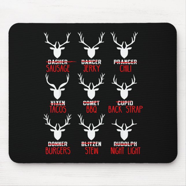 Funny Christmas Deer Hunters All Of Santa's Reinde Mouse Mat (Front)