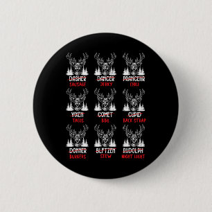 Funny Christmas Deer Hunters Santa’s Reindeer Men 6 Cm Round Badge