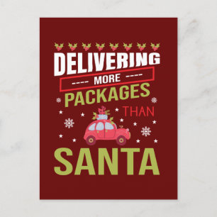 funny Christmas delivery word art Holiday Postcard