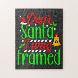 Funny Christmas design "Dear Santa i was framed" Jigsaw Puzzle