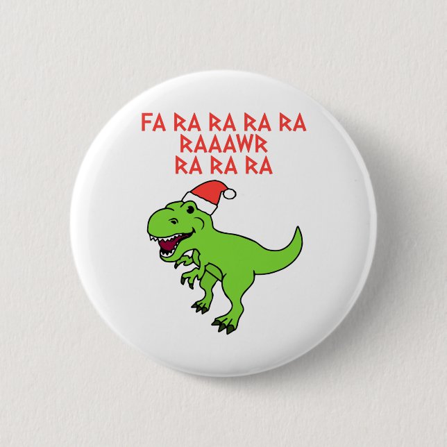 Funny Christmas Dinosaur 6 Cm Round Badge (Front)