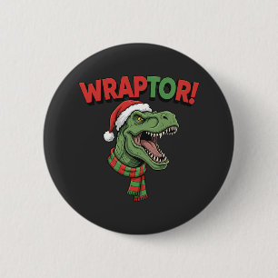 Funny Christmas Dinosaur WRAPTOR T-Rex Santa Hat 6 Cm Round Badge