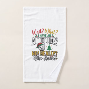 Funny Christmas Dog Attitude Quote Vintage Shirt D Hand Towel