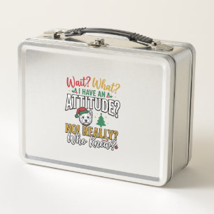 Funny Christmas Dog Attitude Quote Vintage Shirt D Metal Lunch Box