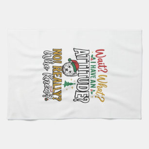 Funny Christmas Dog Attitude Quote Vintage Shirt D Tea Towel