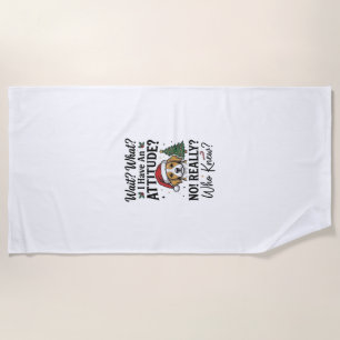 Funny Christmas Dog Attitude Vintage Engraving Shi Beach Towel