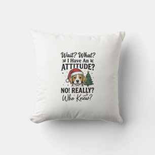 Funny Christmas Dog Attitude Vintage Engraving Shi Cushion
