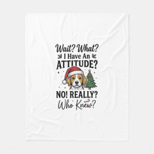 Funny Christmas Dog Attitude Vintage Engraving Shi Fleece Blanket