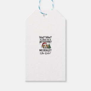 Funny Christmas Dog Attitude Vintage Engraving Shi Gift Tags
