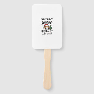 Funny Christmas Dog Attitude Vintage Engraving Shi Hand Fan