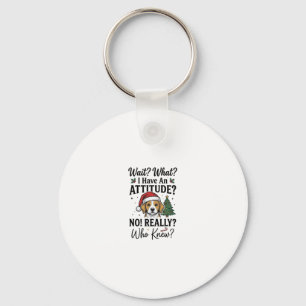 Funny Christmas Dog Attitude Vintage Engraving Shi Key Ring