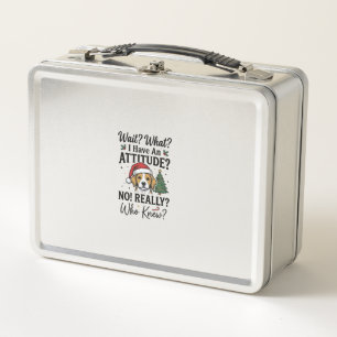 Funny Christmas Dog Attitude Vintage Engraving Shi Metal Lunch Box