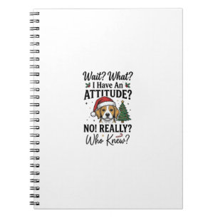 Funny Christmas Dog Attitude Vintage Engraving Shi Notebook