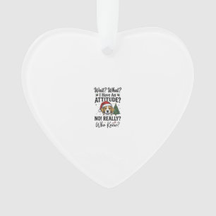 Funny Christmas Dog Attitude Vintage Engraving Shi Ornament