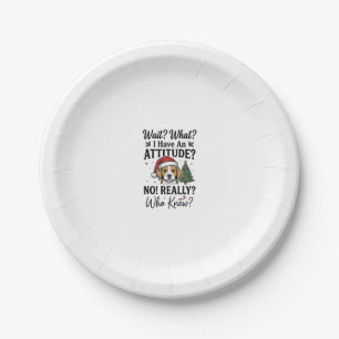 Funny Christmas Dog Attitude Vintage Engraving Shi Paper Plate