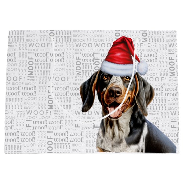 Funny Christmas Dog Bluetick Coonhound Holiday Large Gift Bag (Front)