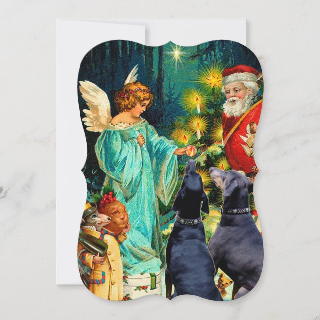 Funny Christmas Dog Doberman vintage card (Front)