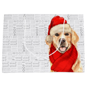 Funny Christmas Dog Golden Retriever Lover Large Gift Bag
