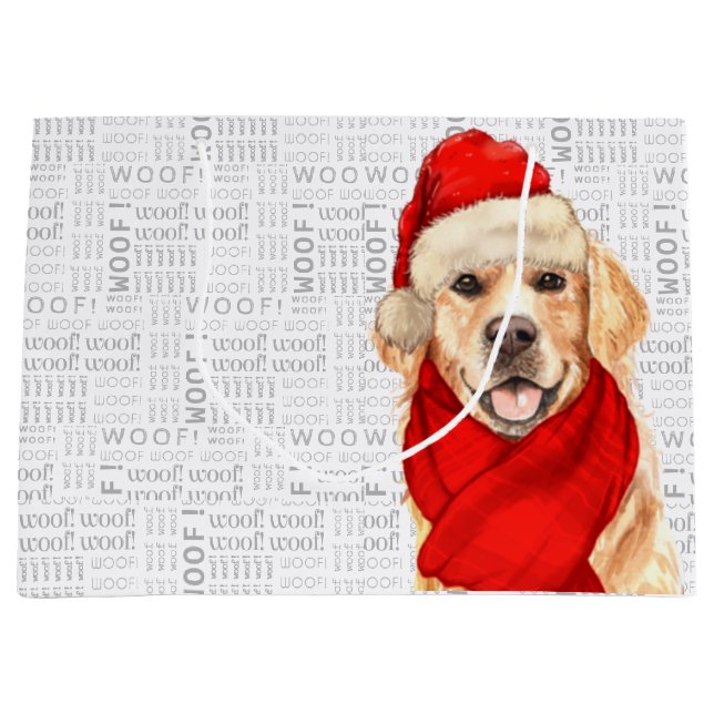 Funny Christmas Dog Golden Retriever Lover Large Gift Bag (Front)