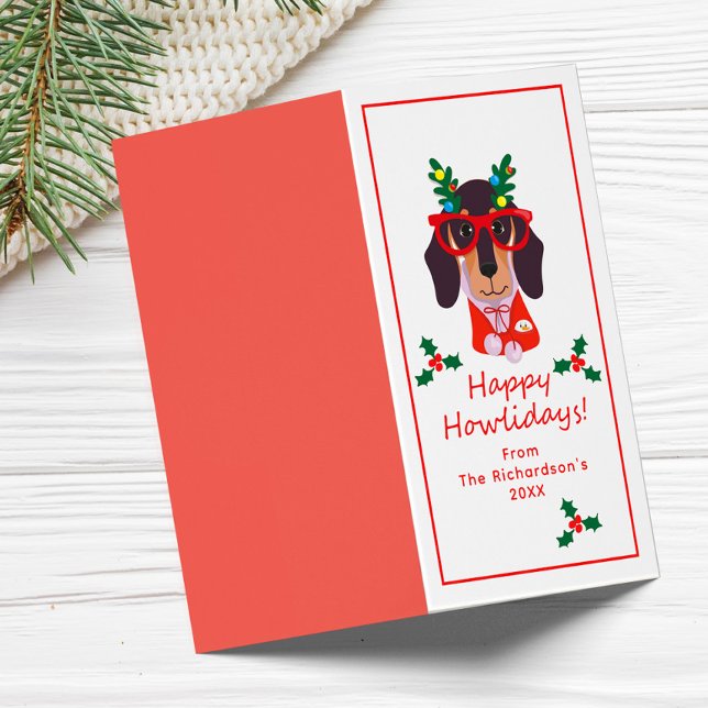 Funny Christmas Dog Howliday Cute Dog Folded Card (Funny Christmas Dog Howliday Cute Dog Folded Card)